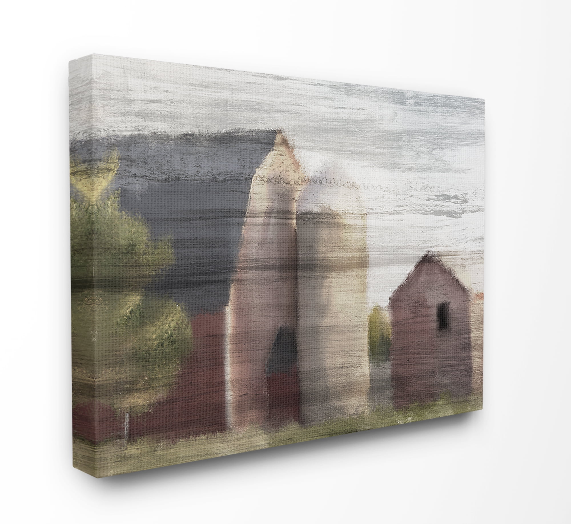 The Stupell Home Decor Streaky Rustic Barn Painting in Subdued Tones Canvas Wall Art