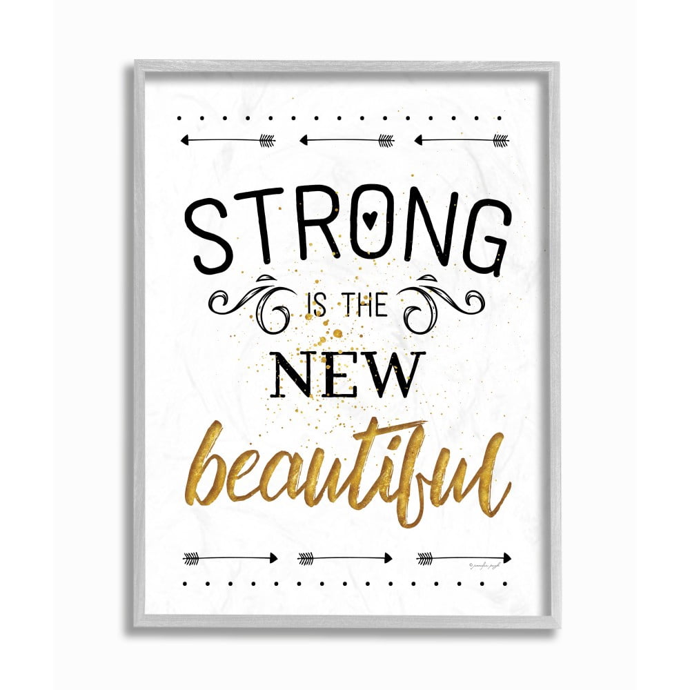 The Stupell Home Decor Strong Is The New Beautiful Black White and Gold Typography