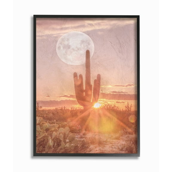 The Stupell Home Decor Sunset Moonrise Southwestern Peach Tinted Photograph