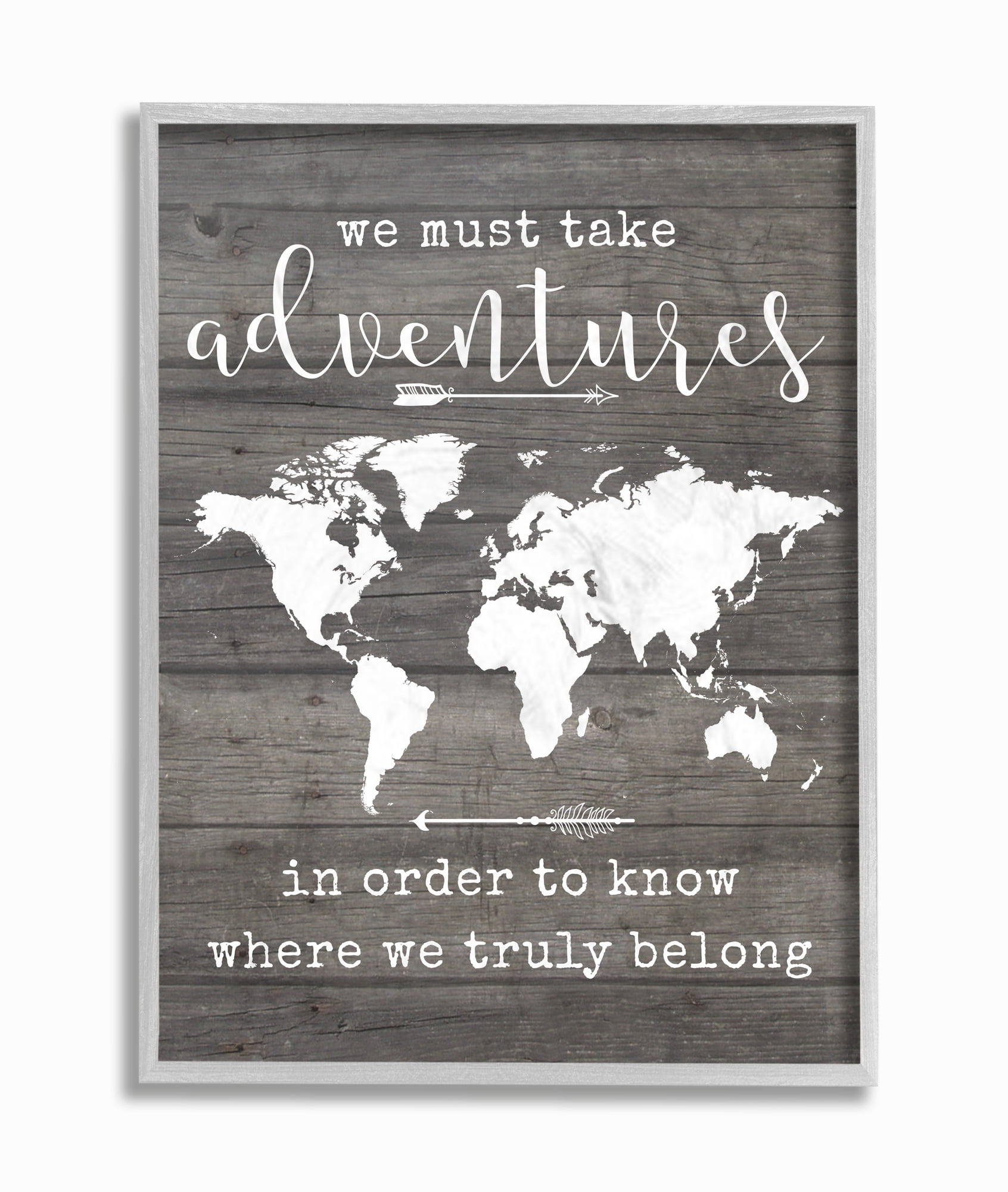 The Stupell Home Decor Take Adventures Map Gray Framed Texturized Art