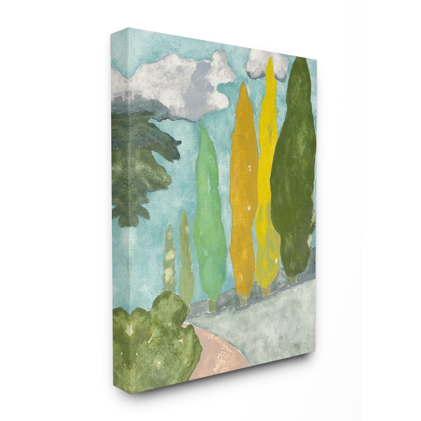 The Stupell Home Decor Tall Colored Bushes Sidewalk Plain Air Painting Canvas Wall Art