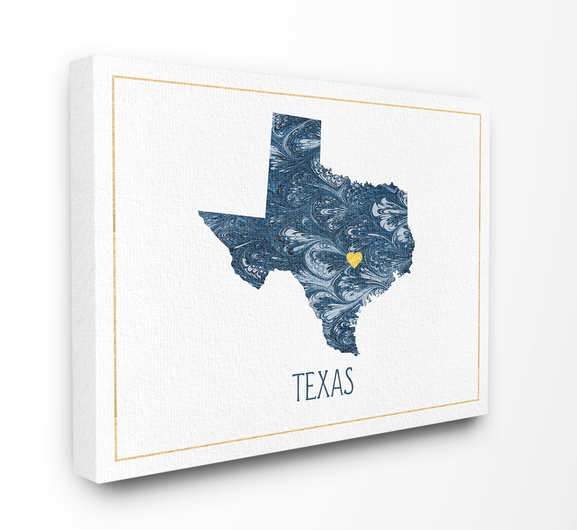 The Stupell Home Decor Texas Minimal Blue Marbled Paper Silhouette Canvas Wall Art