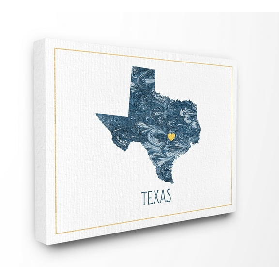 The Stupell Home Decor Texas Minimal Blue Marbled Paper Silhouette Canvas Wall Art