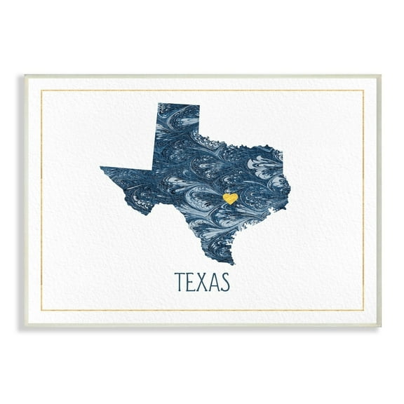 The Stupell Home Decor Texas Minimal Blue Marbled Paper Silhouette Wall Plaque Art