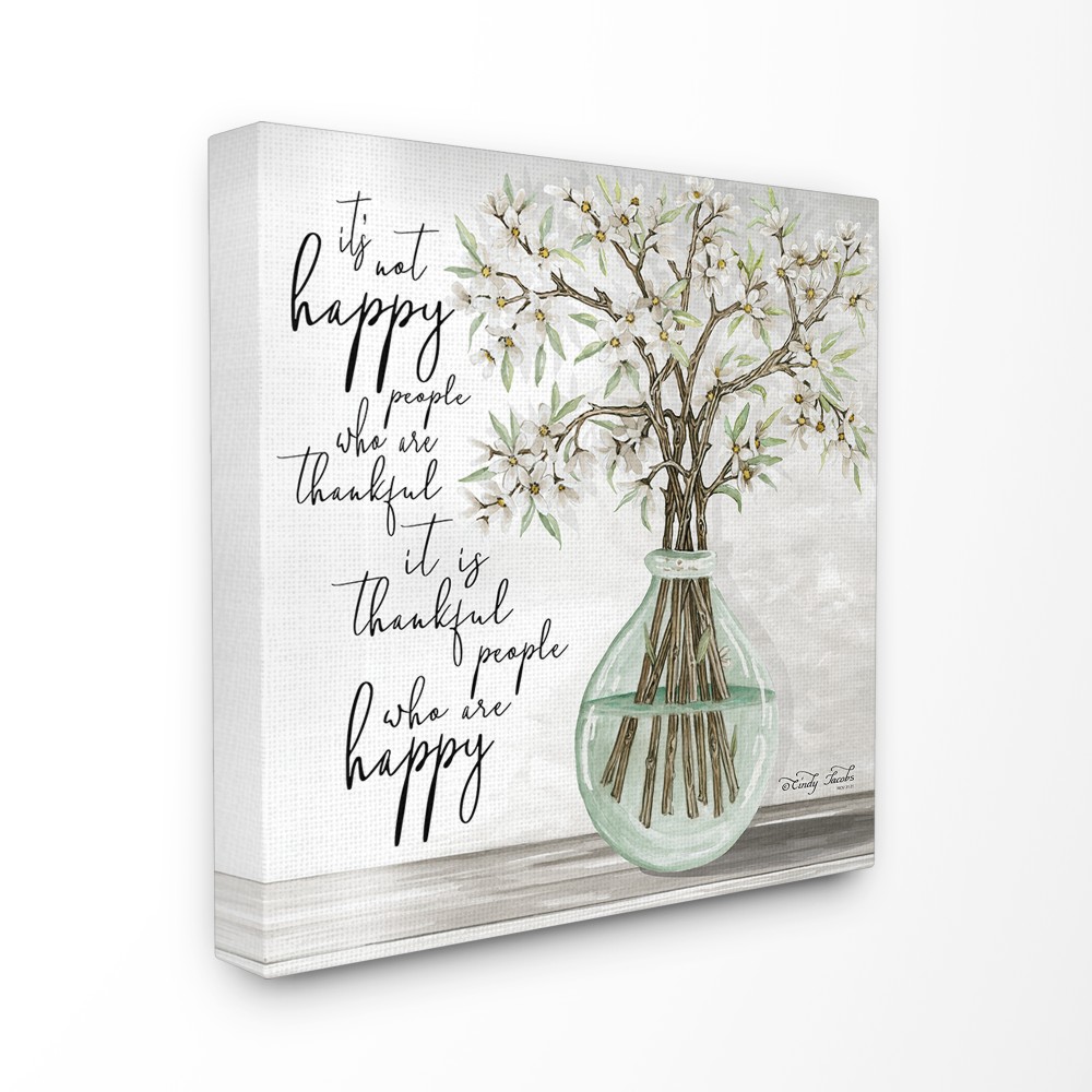 The Stupell Home Decor Thankful People Who Are Happy Flowers and Vase Illustration