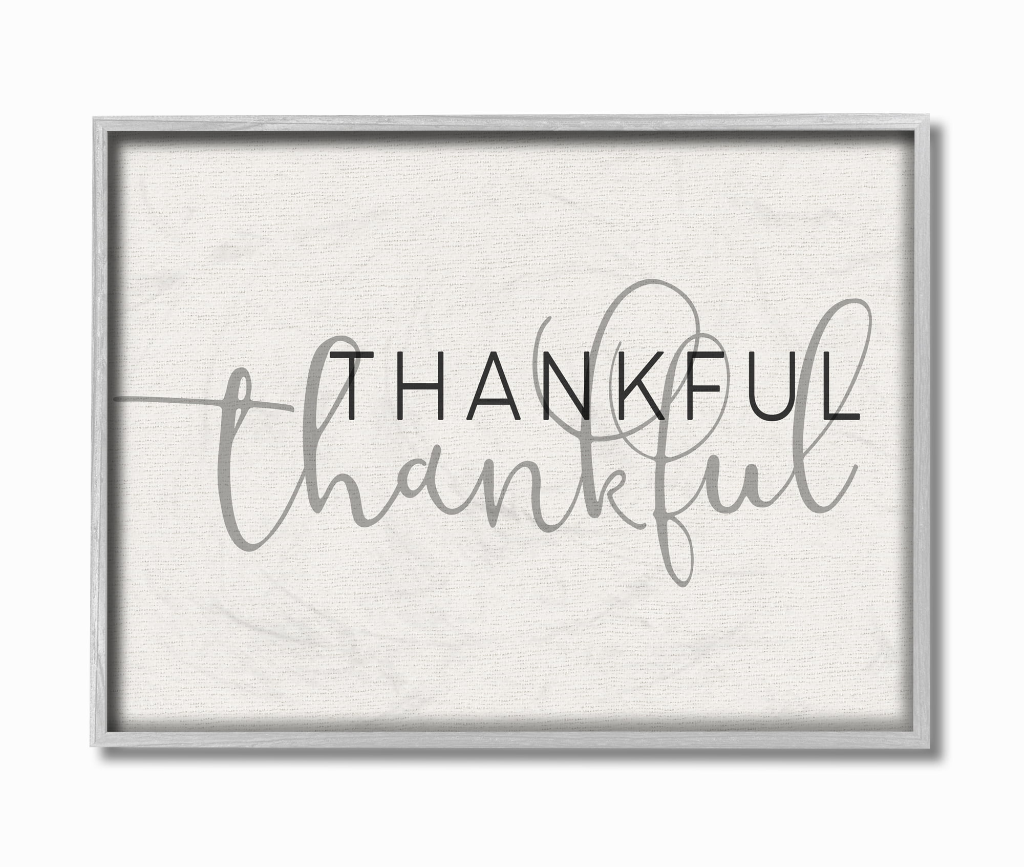 The Stupell Home Decor Thankful Typography Gray Framed Texturized Art