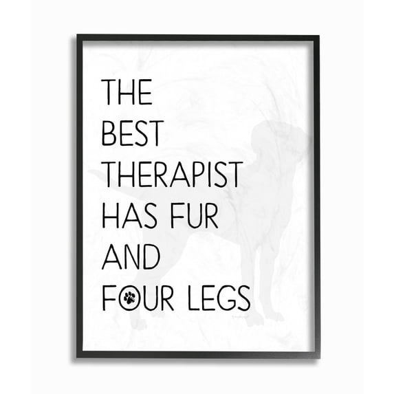 The Stupell Home Decor The Best Therapist Has Fur and Four Legs Black and White Pet Typography