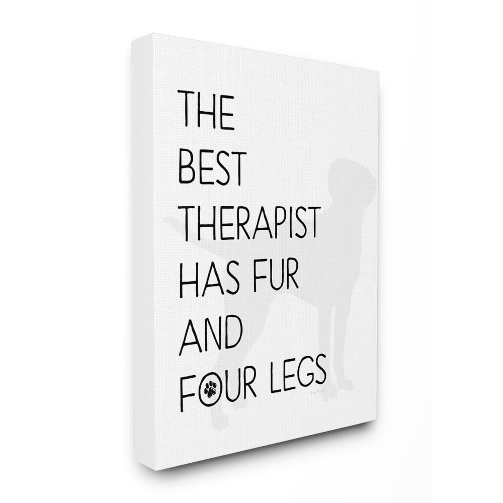 The Stupell Home Decor The Best Therapist Has Fur and Four Legs Black and White Pet Typography