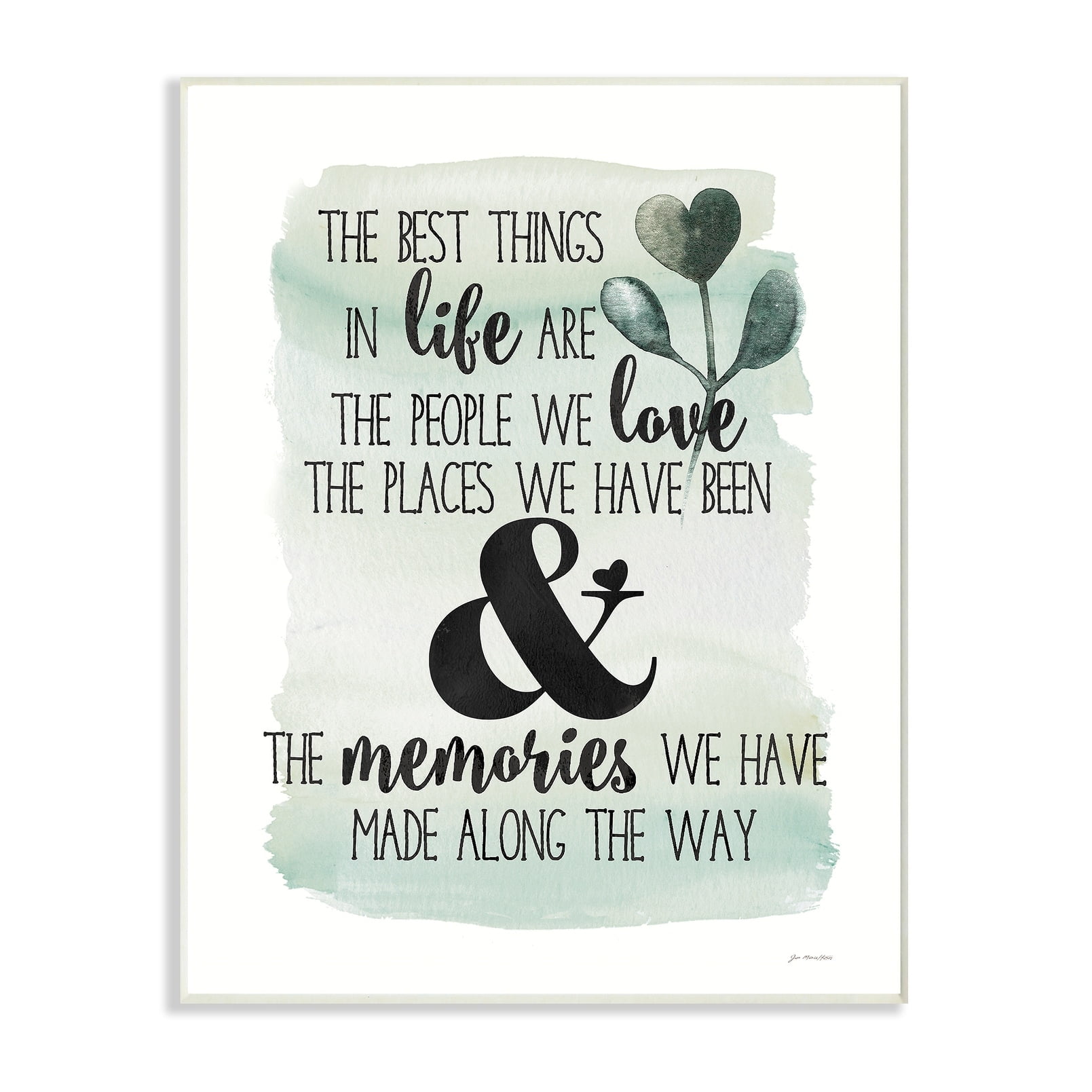 The Stupell Home Decor The Best Things in Life Typography Blue Watercolor Eucalyptus Wall Plaque Art