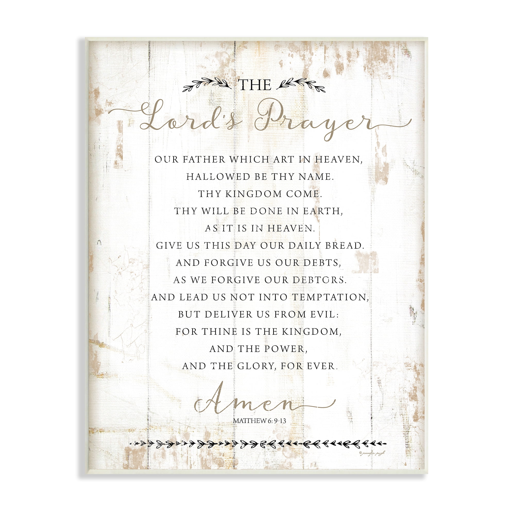 Rustic Distressed White Wood Lord's Prayer Wall Plaque