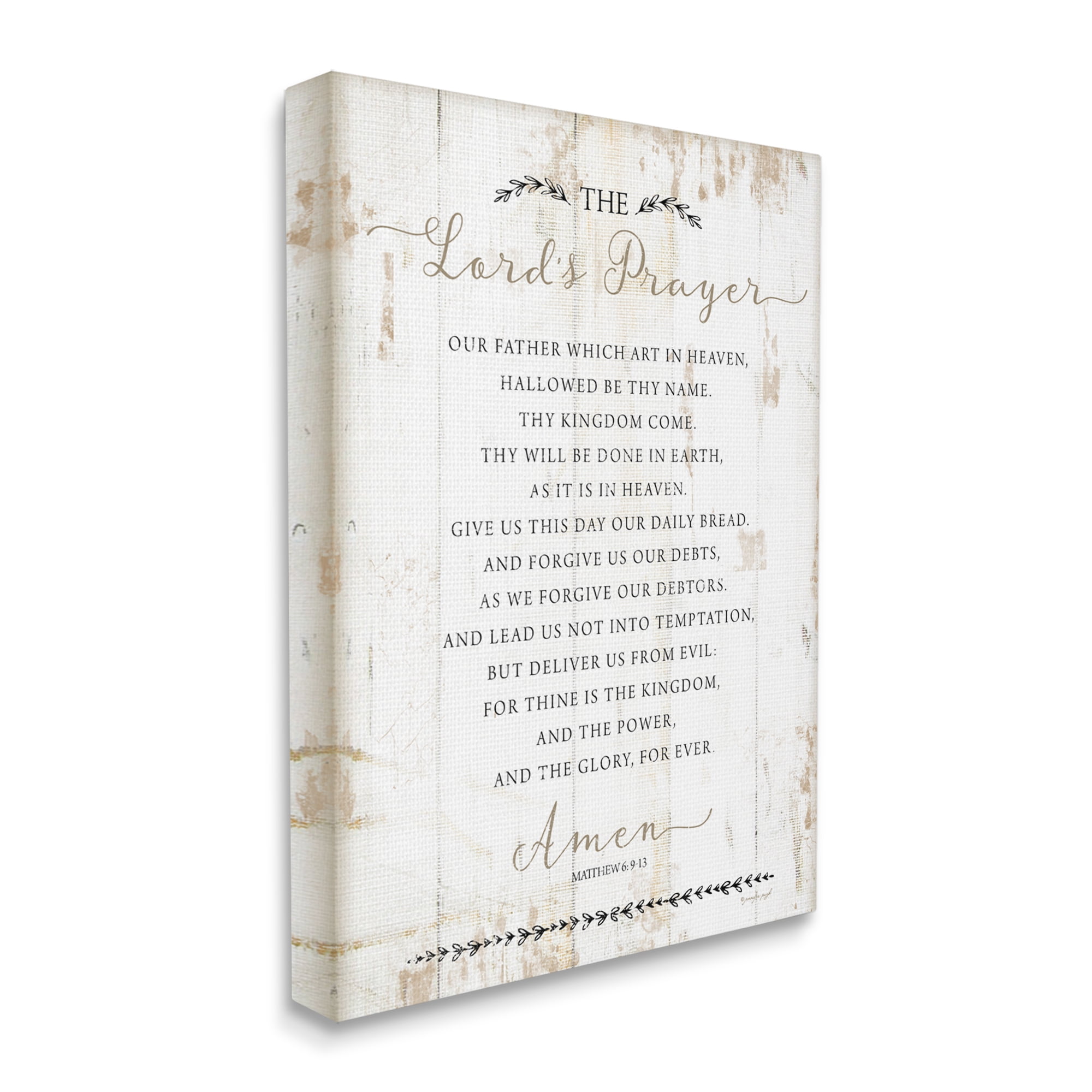 The Stupell Home Decor The Lords Prayer Our Father Rustic Distressed White Wood Look