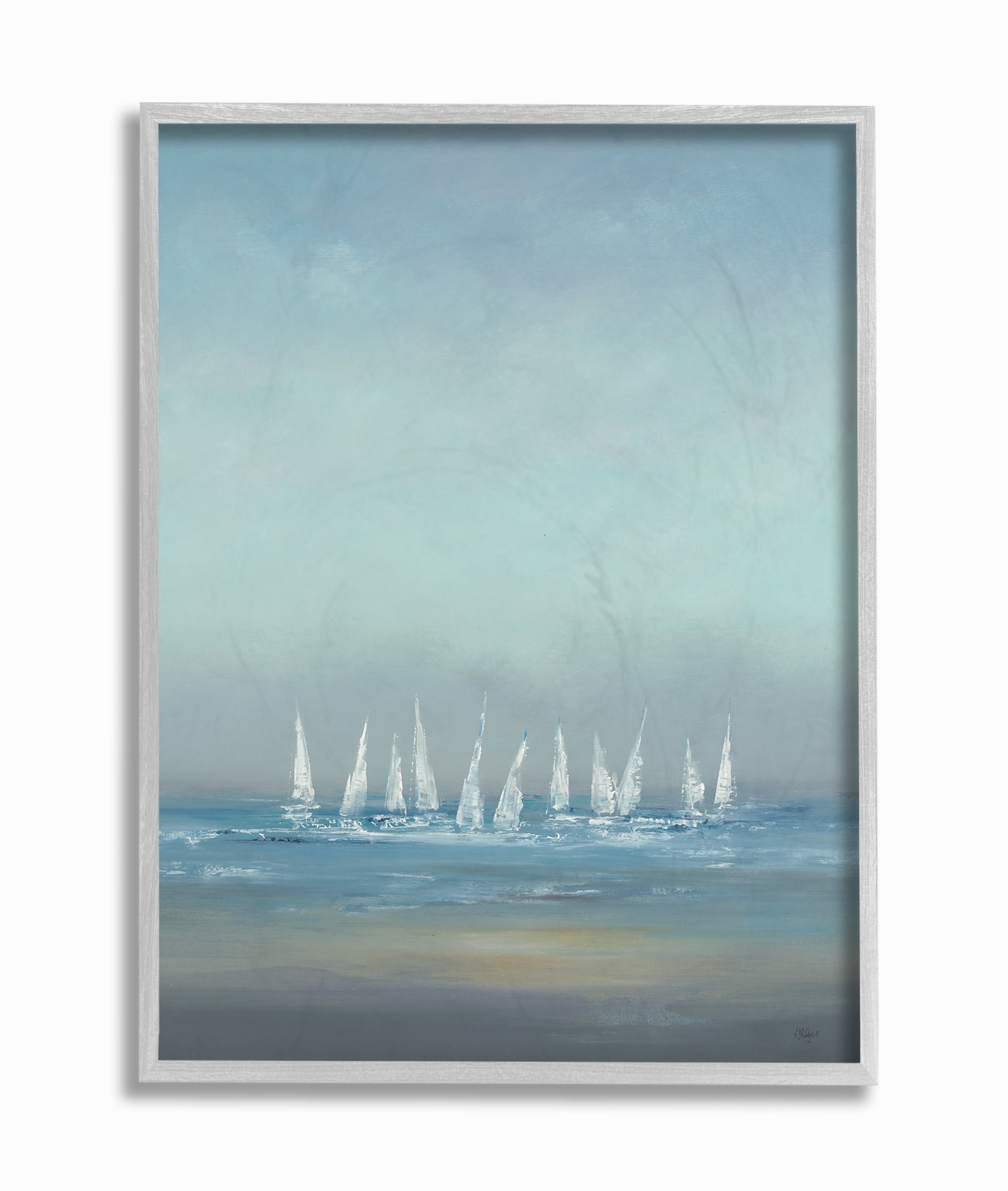 The Stupell Home Decor The Regatta Abstract Seascape Gray Framed Texturized Art