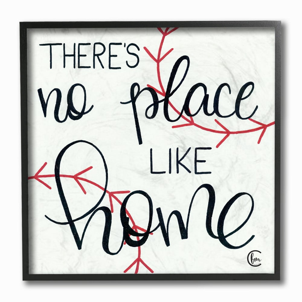 The Stupell Home Decor There's No Place Like Home Script Typography Baseball Stitching