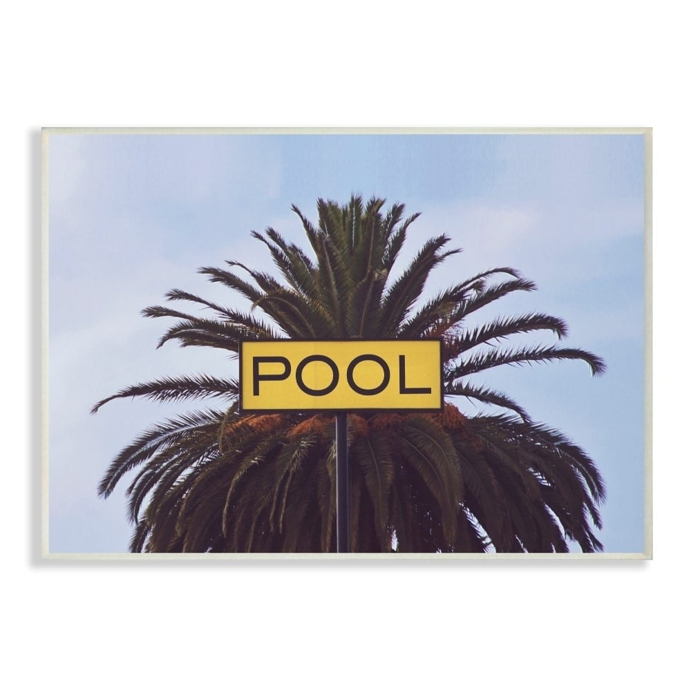 The Stupell Home Decor Vintage Vibes Palm Tree With A Yellow Pool Sign Photography