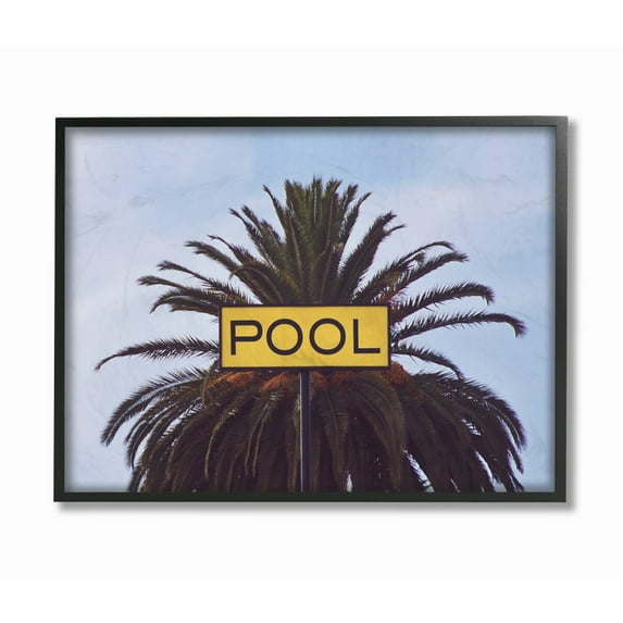 The Stupell Home Decor Vintage Vibes Palm Tree With A Yellow Pool Sign Photography
