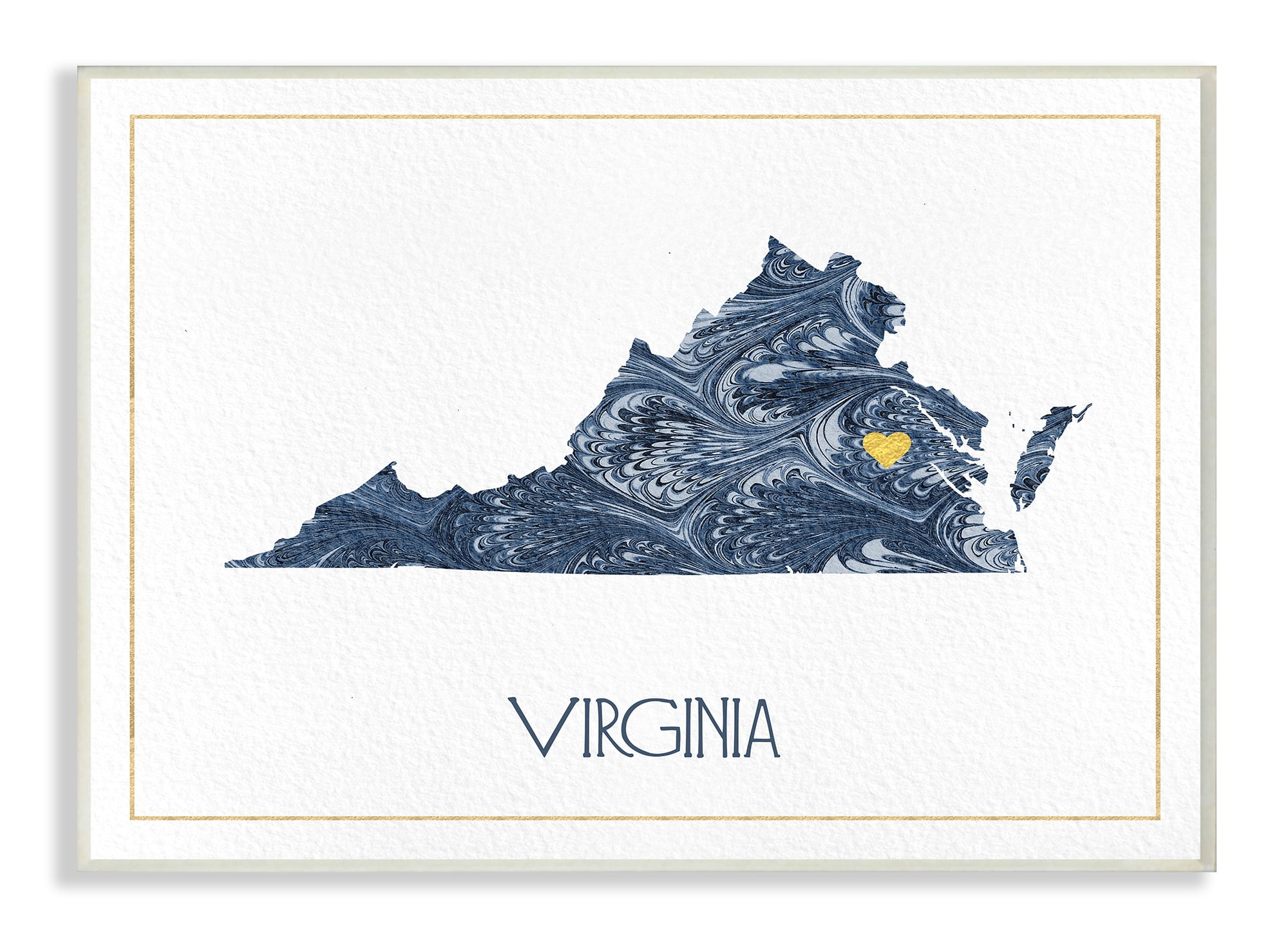 The Stupell Home Decor Virginia Minimal Blue Marbled Paper Silhouette Wall Plaque Art