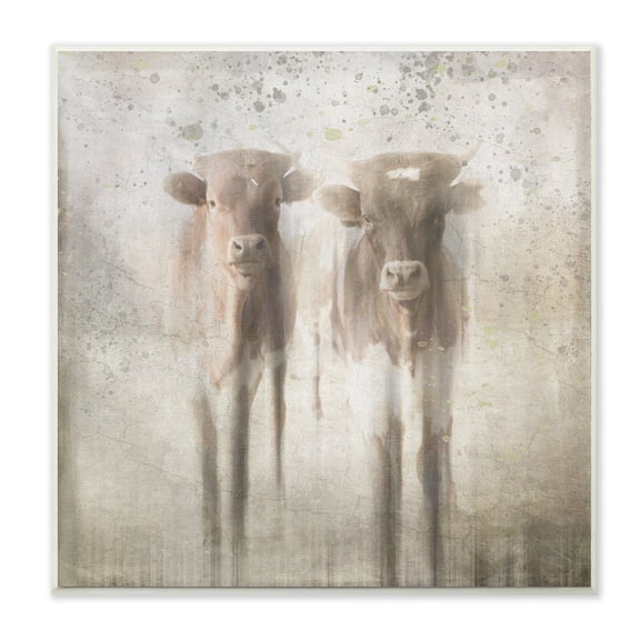 The Stupell Home Decor Washed Out Distressed Surface Rustic Calf Pair Wall Plaque Art