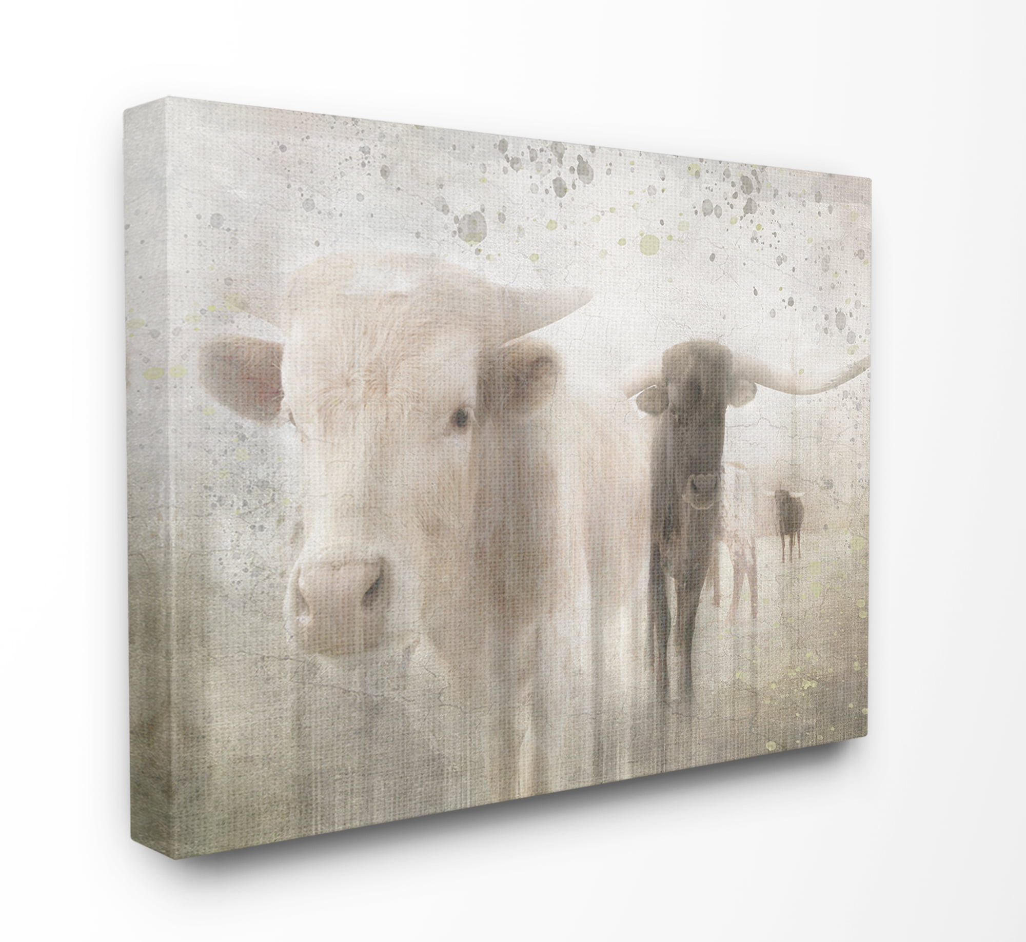 The Stupell Home Decor Washed Out Distressed Surface Rustic Cow Pasture Canvas Wall Art