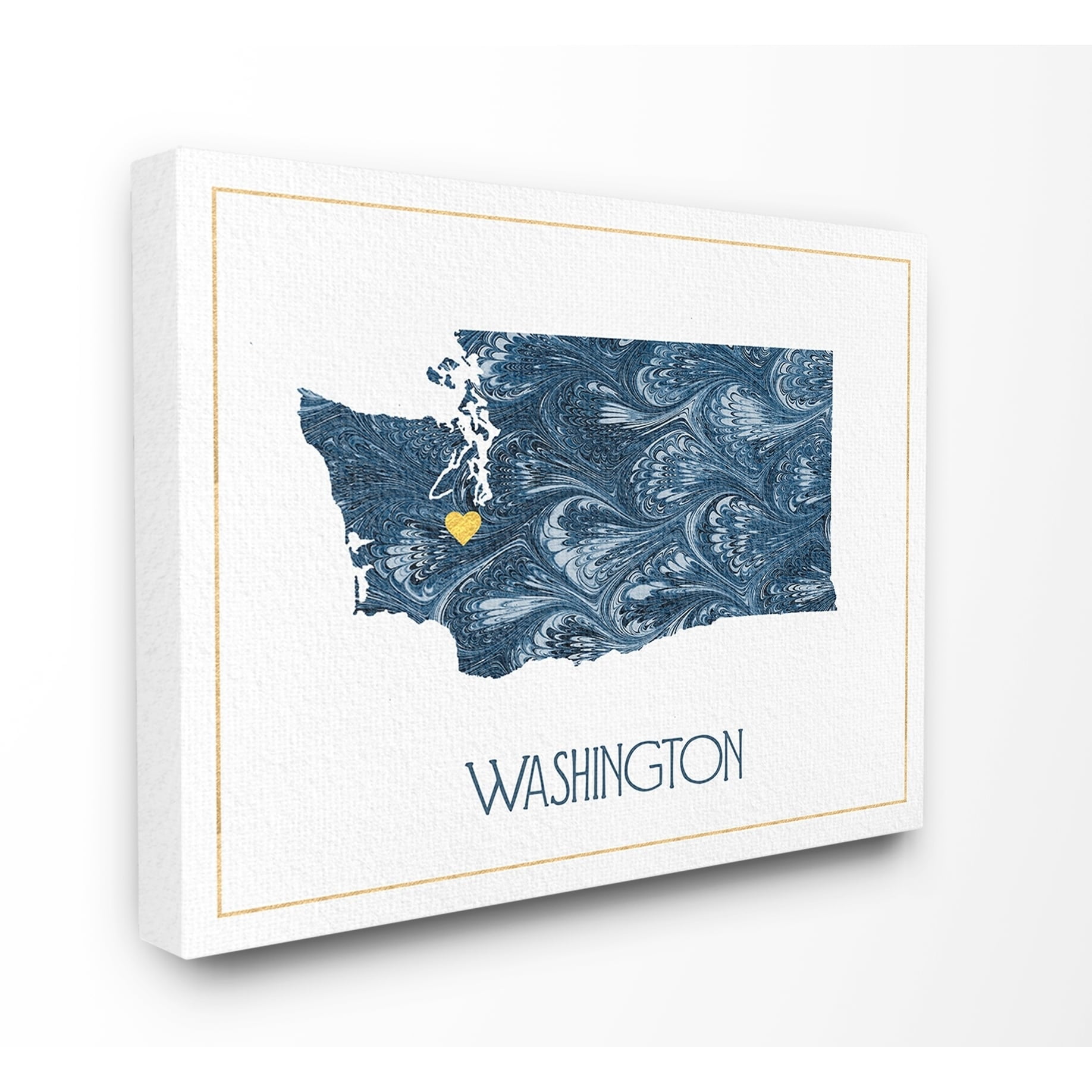 The Stupell Home Decor Washington Minimal Blue Marbled Paper Silhouette Canvas Wall Art