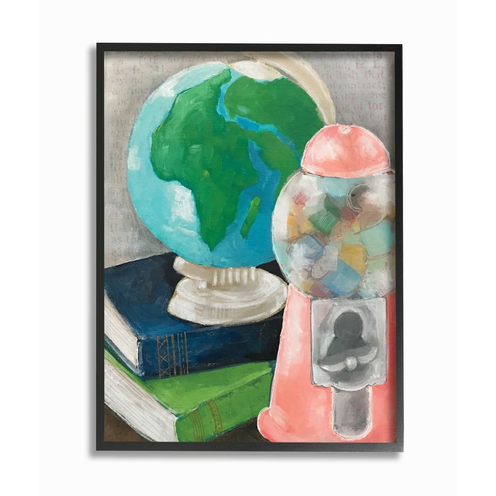 The Stupell Home Decor Watercolor Nostalgic Still Life Globe and Gumball Machine
