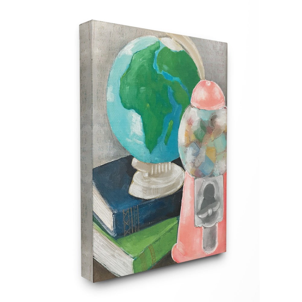 The Stupell Home Decor Watercolor Nostalgic Still Life Globe and Gumball Machine
