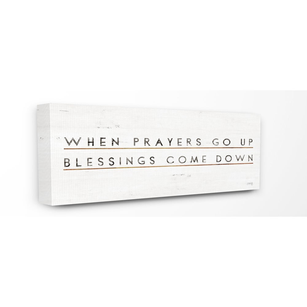 The Stupell Home Decor When Prayers Go Up Distressed Texture White Wood Look