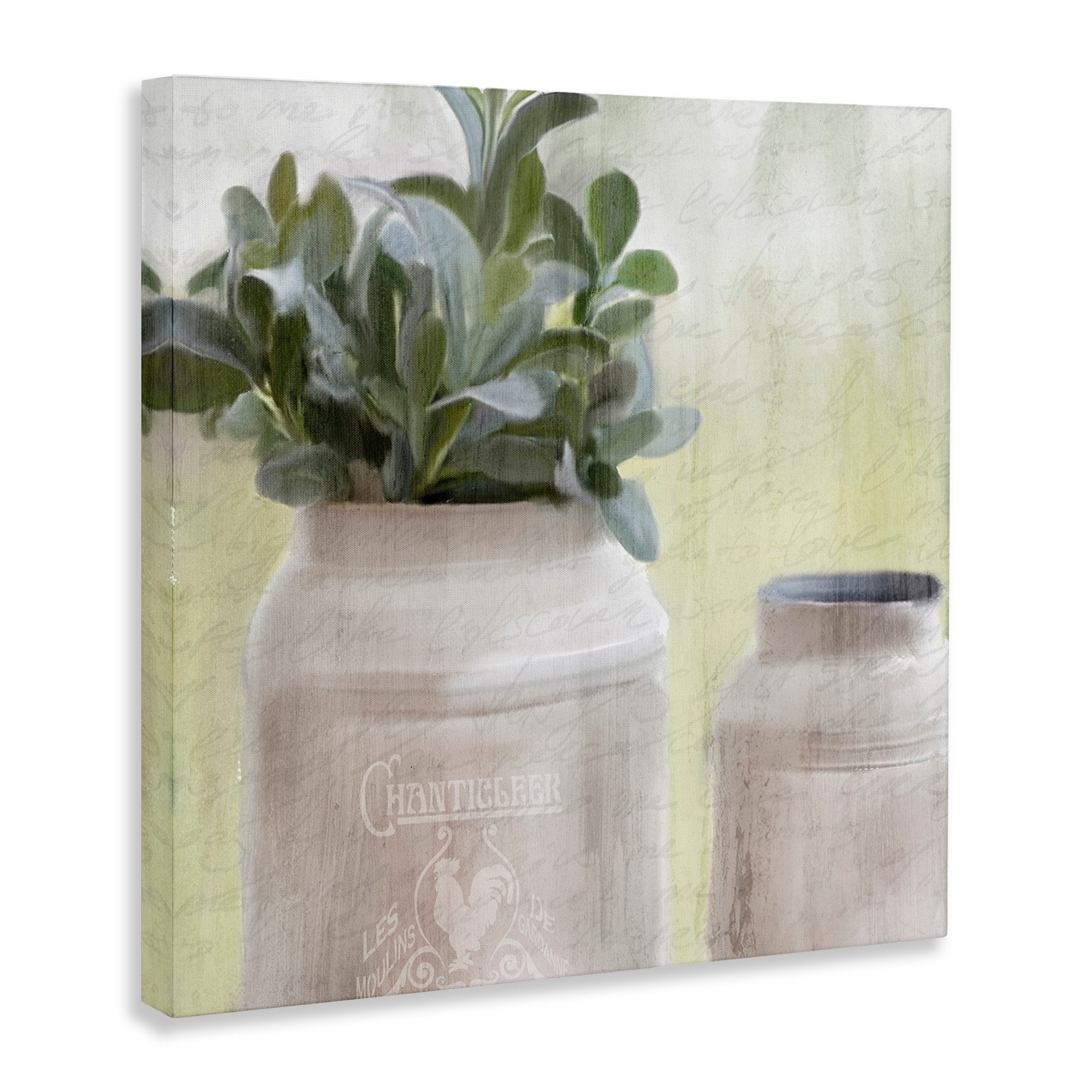 The Stupell Home Decor White Farmhouse Mill Can Filled with Greenery Canvas Wall Art