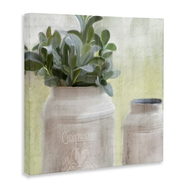 The Stupell Home Decor White Farmhouse Mill Can Filled with Greenery Canvas Wall Art