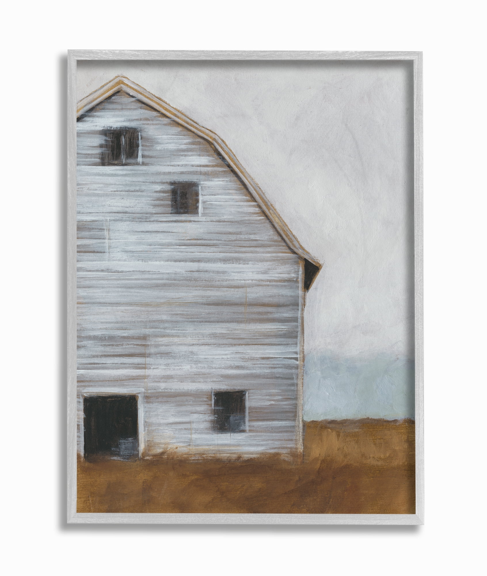 The Stupell Home Decor Worn Old Barn Farm Painted Gray Framed Texturized Art
