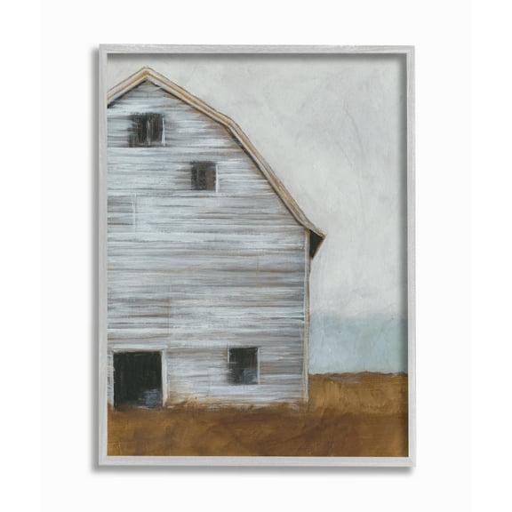 The Stupell Home Decor Worn Old Barn Farm Painted Gray Framed Texturized Art