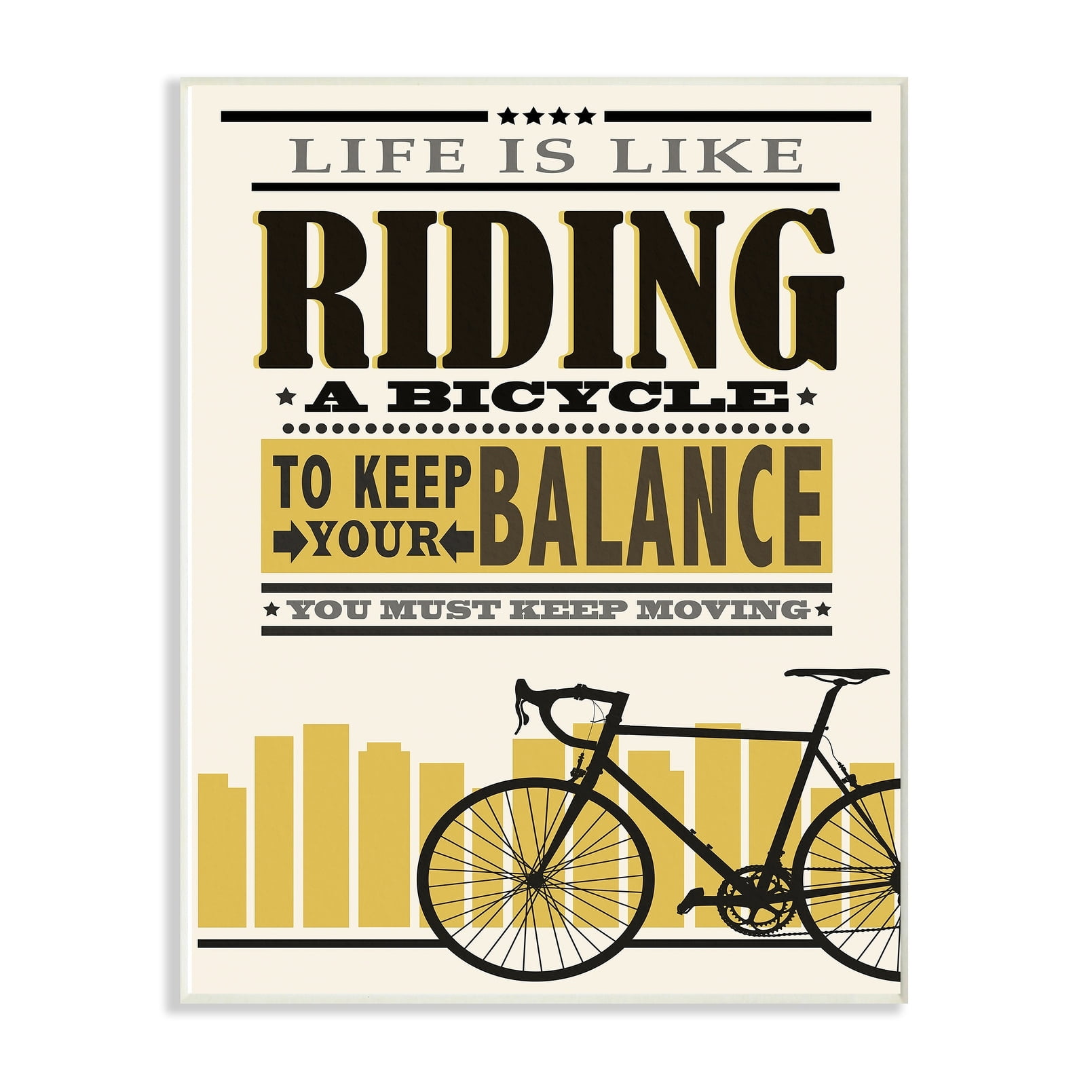 The Stupell Home Decor Yellow Life is Like Riding a Bicycle Typography ...