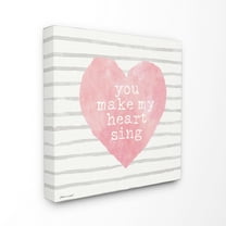 The Stupell Home Decor You Make My Heart Sing Pink Watercolor Heart on Polka Dots Canvas Wall Art