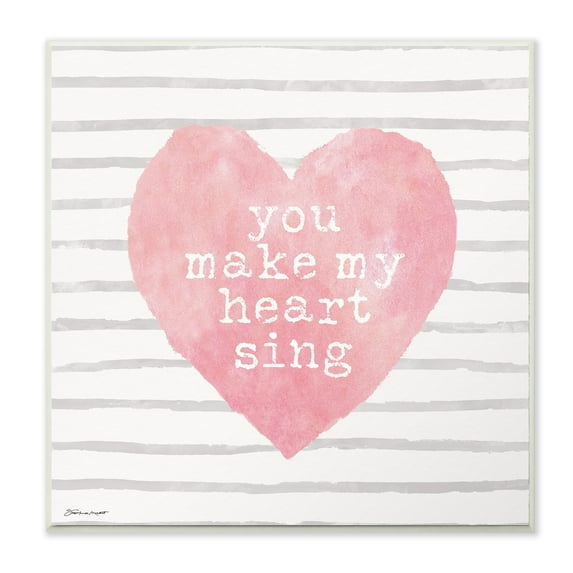 The Stupell Home Decor You Make My Heart Sing Pink Watercolor Heart on Polka Dots Wall Plaque Art