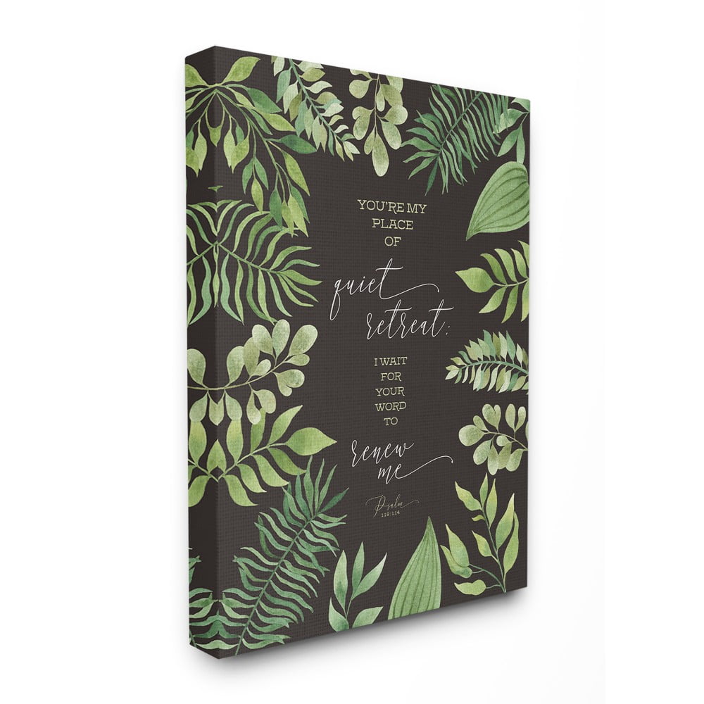 The Stupell Home Decor You're My Place of Quite Retreat Green Leaf Psalm Quote Typography