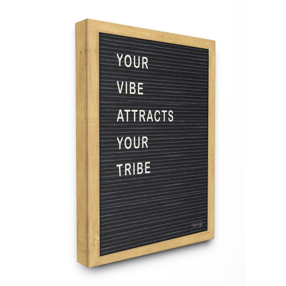 The Stupell Home Decor Your Vibe Your Tribe Black and White Framed Letter Board Look