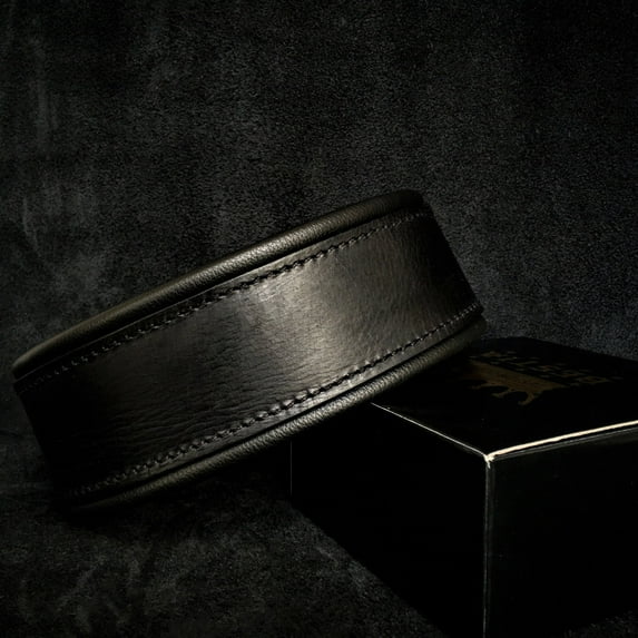 The "Style" Black Leather Dog Collar for Large Dog Breeds