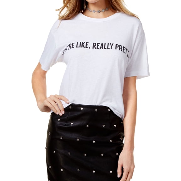 The Style Club Womens You¬re Like, Really Pretty Graphic T-Shirt, White, Juniors, Large