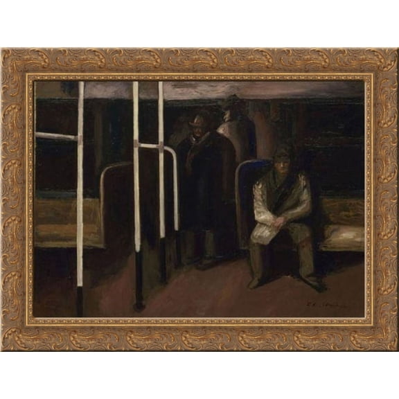 The Subway 24x20 Gold Ornate Wood Framed Canvas Art by Orozco, Jose Clemente