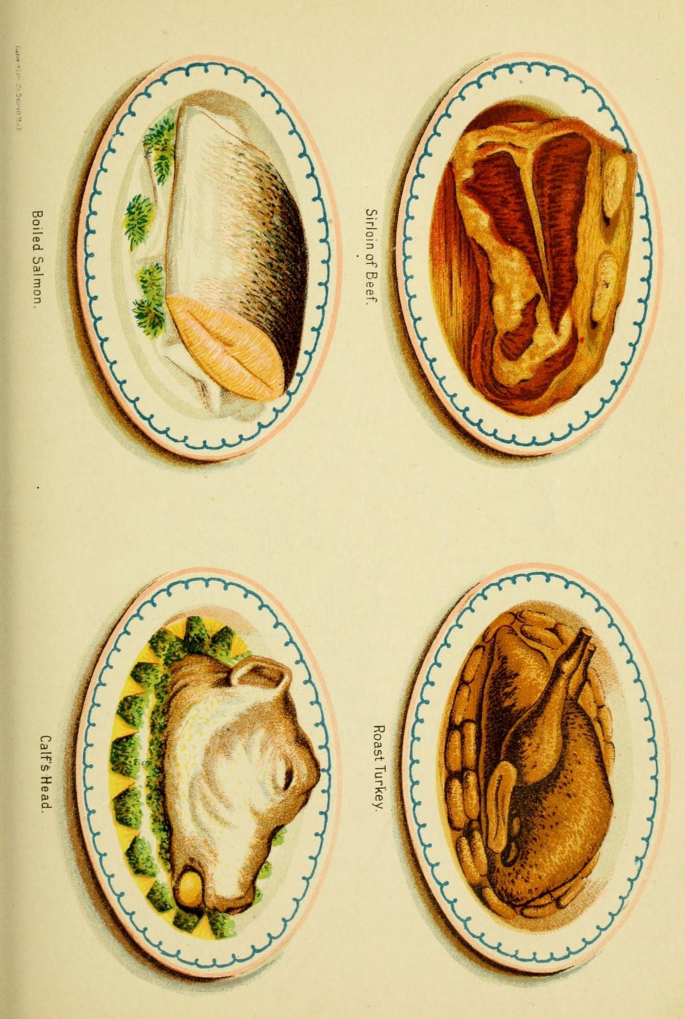 The Successful Housekeeper 1883 Beef Turkey Calfs head & Salmon Canvas Art - (18 x 24)
