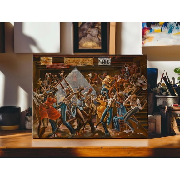The Sugar Shack Jazz Dance African American Vibrant Musical Art Unframed Paper Print