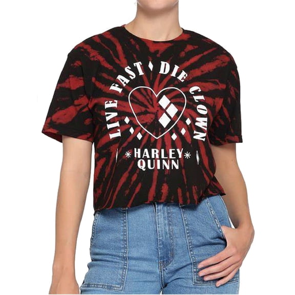 The Suicide Squad Harley Quinn Junior Women's Live Fast Die Clown Tie-Dye Crop top - Medium