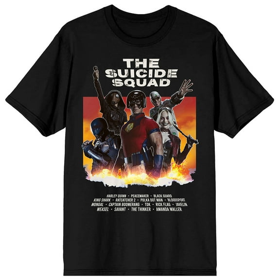 The Suicide Squad Movie Characters Black Short Sleeve Shirt- L
