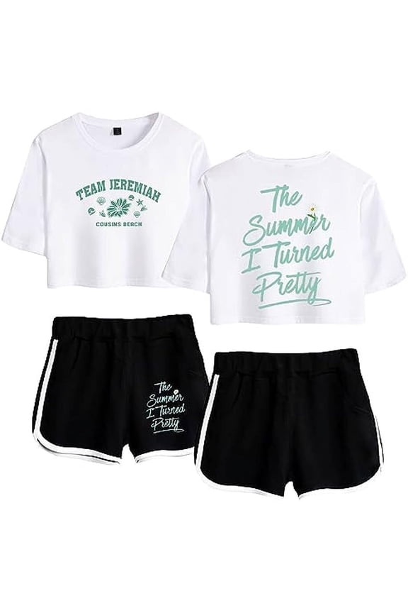 The Summer I Turned Pretty Seizoen 2 Women Girl Two Piece Set Short Sleeve Crop Top+Shorts Casual Stylish