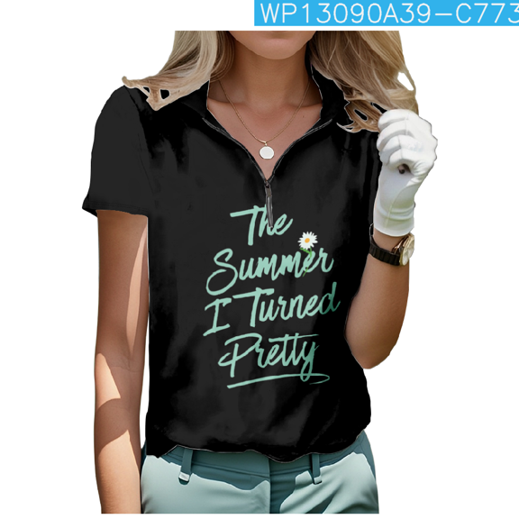 The Summer I Turned Pretty Standing Neck Golf Women's Short Sleeved Shirt TV Play Streetwear Fashion