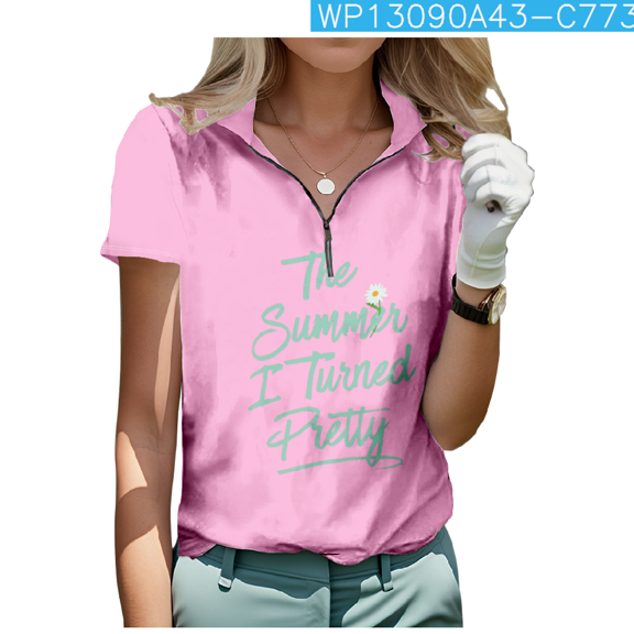 The Summer I Turned Pretty Standing Neck Golf Women's Short Sleeved Shirt TV Play Streetwear Fashion