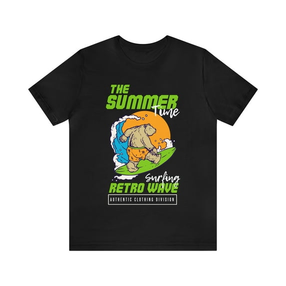The Summer Time Retro Surfing Wave Unisex Jersey Short Sleeve T-shirt