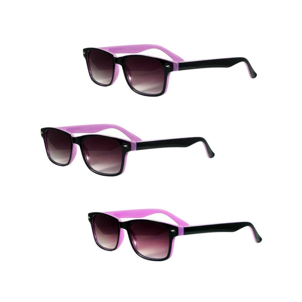 "The Summerville" 3 Pair of Full Reading Sunglasses (non bifocal) - Outdoor Sun Readers - Purple/Purple - 2.75