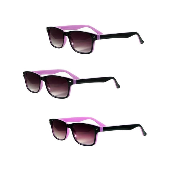 "The Summerville" 3 Pair of Full Reading Sunglasses (non bifocal) - Outdoor Sun Readers - Purple/Purple - 2.25