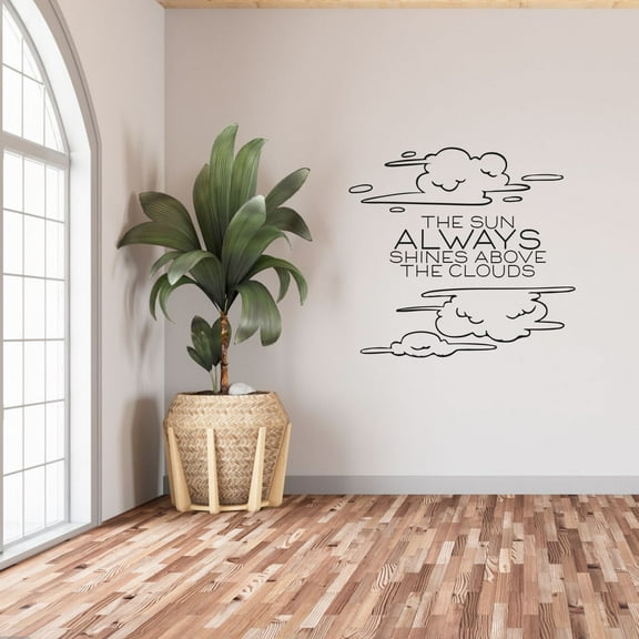 The Sun Always Shines Above The Clouds Motivational Quote Cute Little Wings Pattern CLOUD Vinyl Wall Art Sticker Decal Home Kids Room Study Room Boys Girls Wall Decor Design Size (20x20 inch)