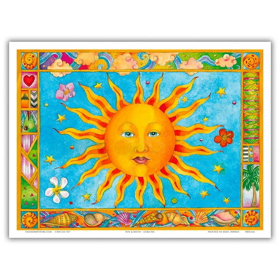 The Sun - Hawaiian Sun (La) Motif - From an Original Color Painting by Cora Yee - Master Art Print (Unframed) 9in x 12in